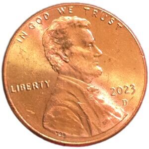 2023D Lincoln Shield Cent Extra V Penny Doubled Die Obverse Error Variety Coin